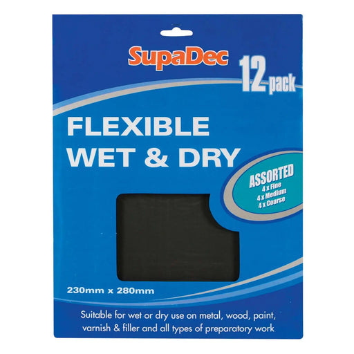 SupaDec Flexible Wet & Dry Paper Assorted Pack 12
