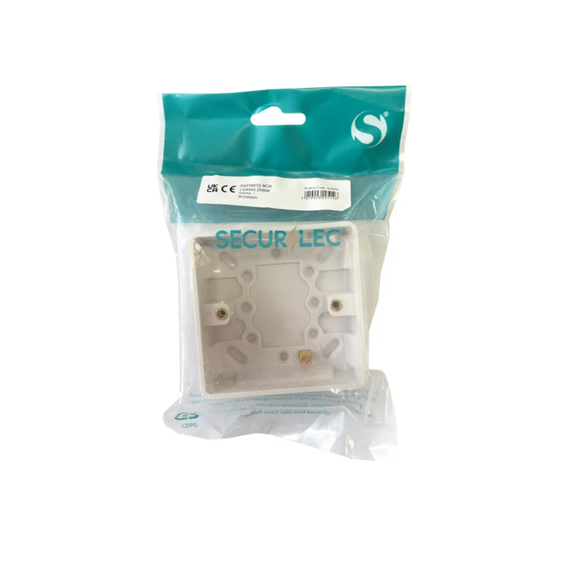 Securlec Surface Pattress Box 1g Bagged 25mm