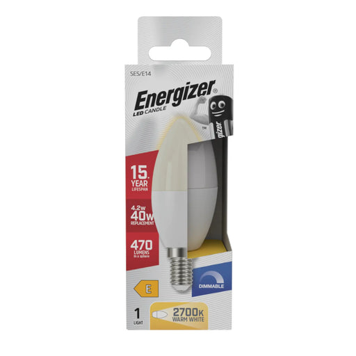 Energizer LED Candle 470lm Opal E14 Dimmable 4.2w