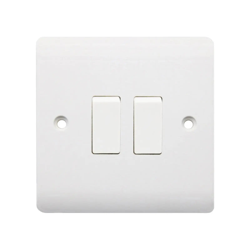 Securlec 2 Gang 2 Way Light Switch Round Edge