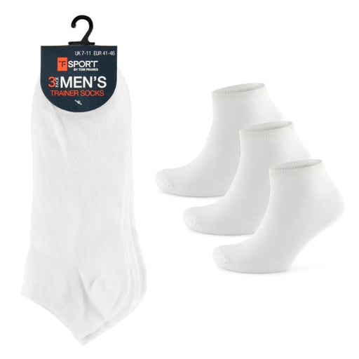 RJM Mens White Trainer Socks Pack 3