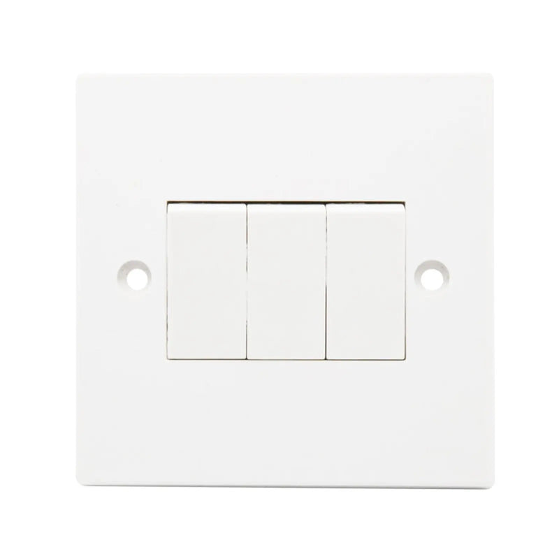 Securlec Square 3 Gang 2 Way Light Switch Square Edge