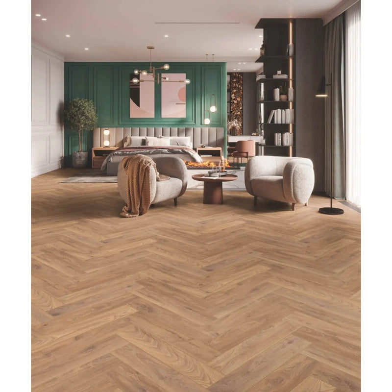 Kronospan Herringbone Firebrand Oak Laminate Flooring 0.87m2