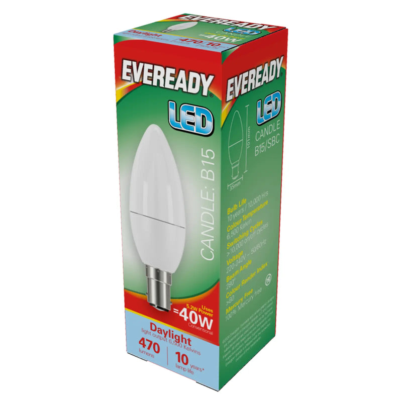 Eveready LED Candle 6W 480lm Daylight 6500k B15