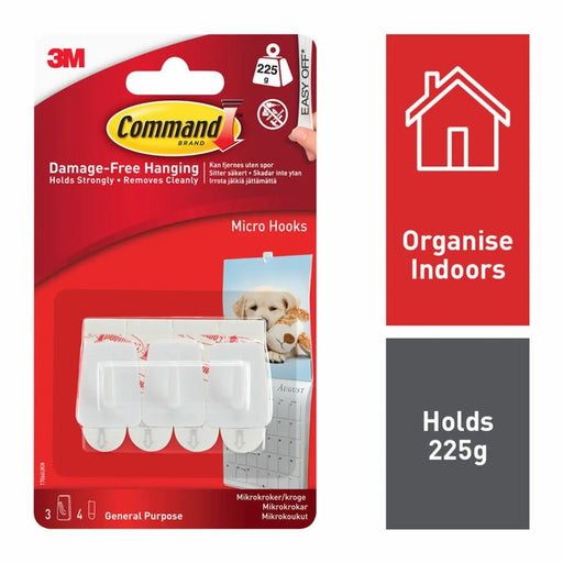 Stax Command™ Micro Hooks 3 Hooks, 4 Small Strips
