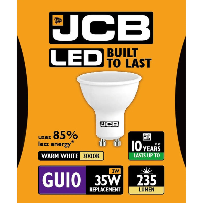 JCB LED GU10 3w 235lm 3000k Warm White