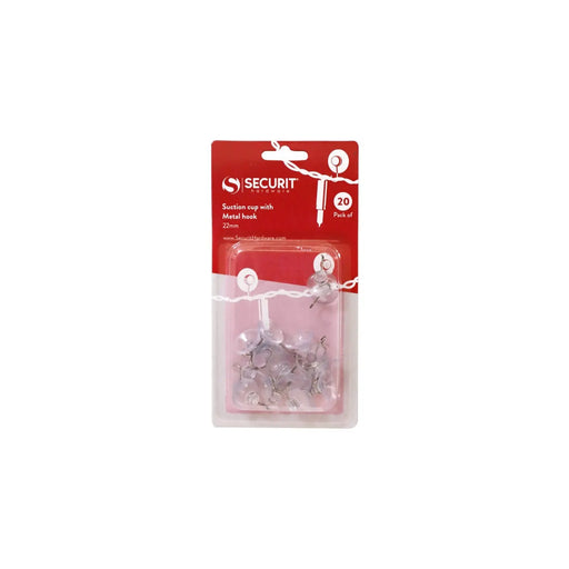 Securit Suction Cup With Metal Hook 22mm 20 Pack