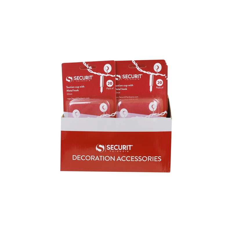 Securit Suction Cup With Metal Hook 22mm 20 Pack