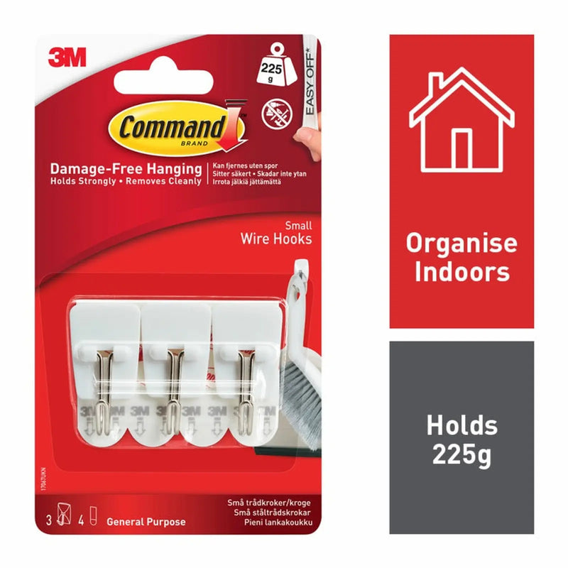 Stax Command™ Small Wire Hooks 3 Hooks, 4 Small Strips