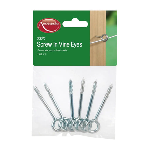 Ambassador Screw In Vine Eyes Pack 6