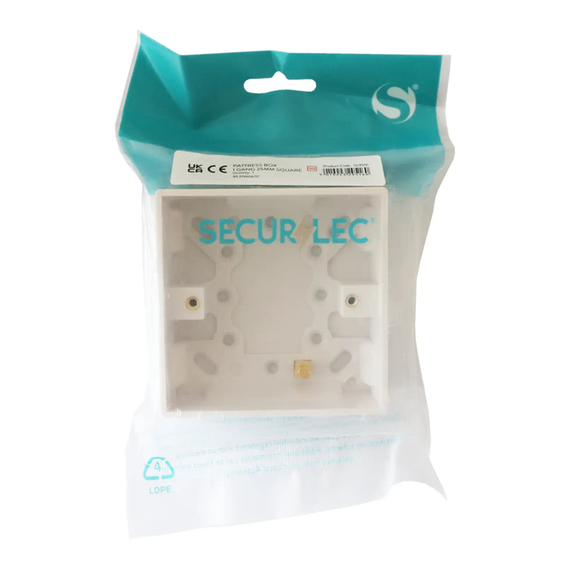 Securlec Surface Pattress Box 1g Square 25mm