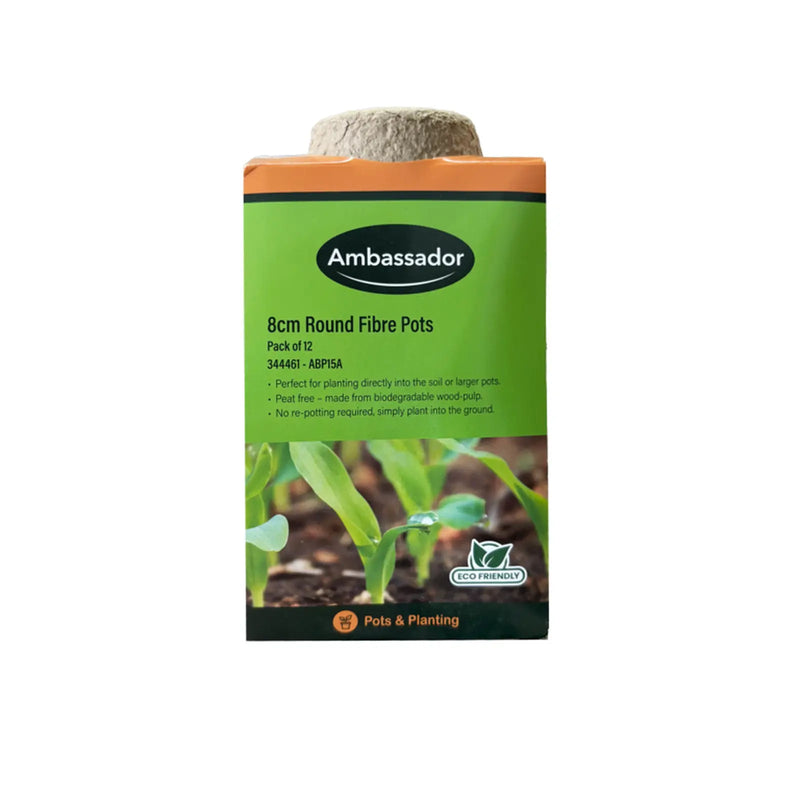 Ambassador Round Fibre Pots 8cm - Pack 12