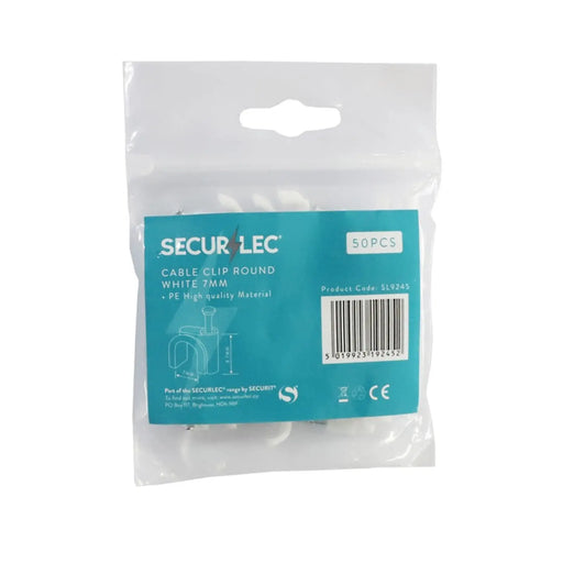 Securlec Cable Clip Round White 7mm 50 Pieces