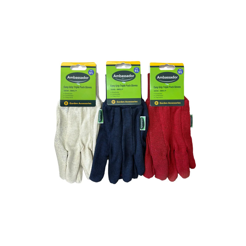 Ambassador Easy Grip Triple Pack Gloves 9/L