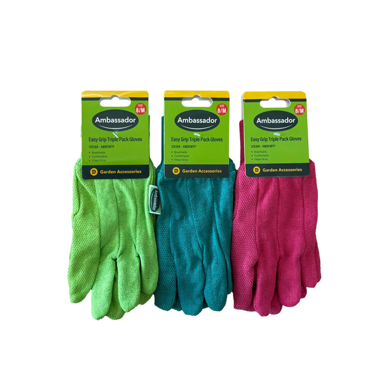 Ambassador Easy Grip Triple Pack Gloves 8/M