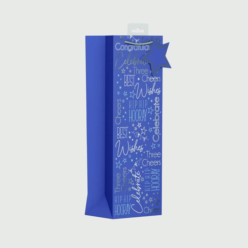 Giftmaker Blue Text Gift Bag Bottle