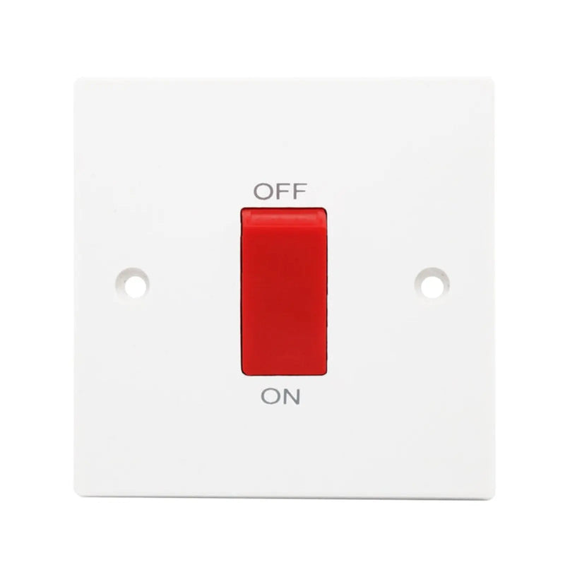 Securlec Square 1 Gang Cooker Switch Double Pole Square Edge
