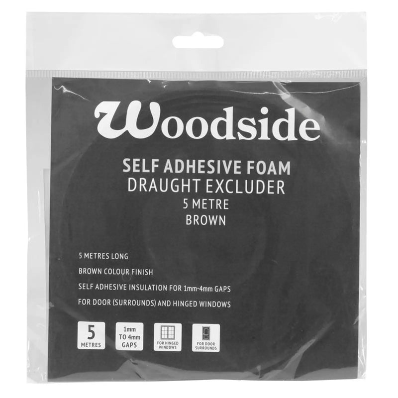 Woodside Self Adhesive Foam Draught Excluder 5m Brown
