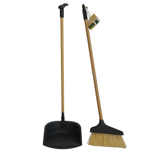 Groundsman Bamboo Long Handle Dustpan & Brush 80cm x 25cm