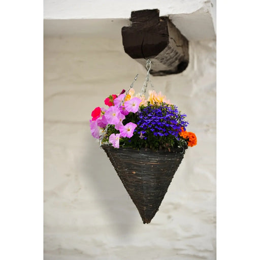 Ambassador Willow Hanging Cone Basket 14"