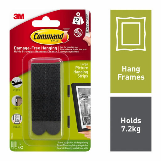 Stax Command™ Large Black Picture Hanging Strips 4 Sets of Large Strips