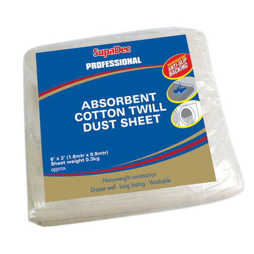 SupaDec Absorbent Cotton Twill Dust Sheet 6 x 3 Water Resistant