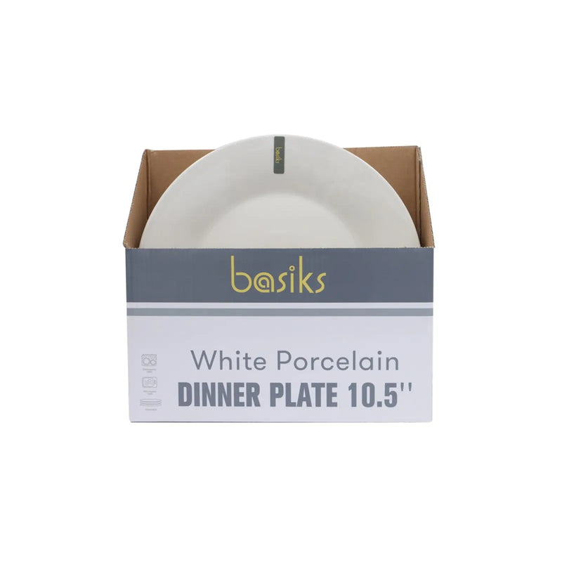 Basiks White Porcelain Dinner Plate 10.5"