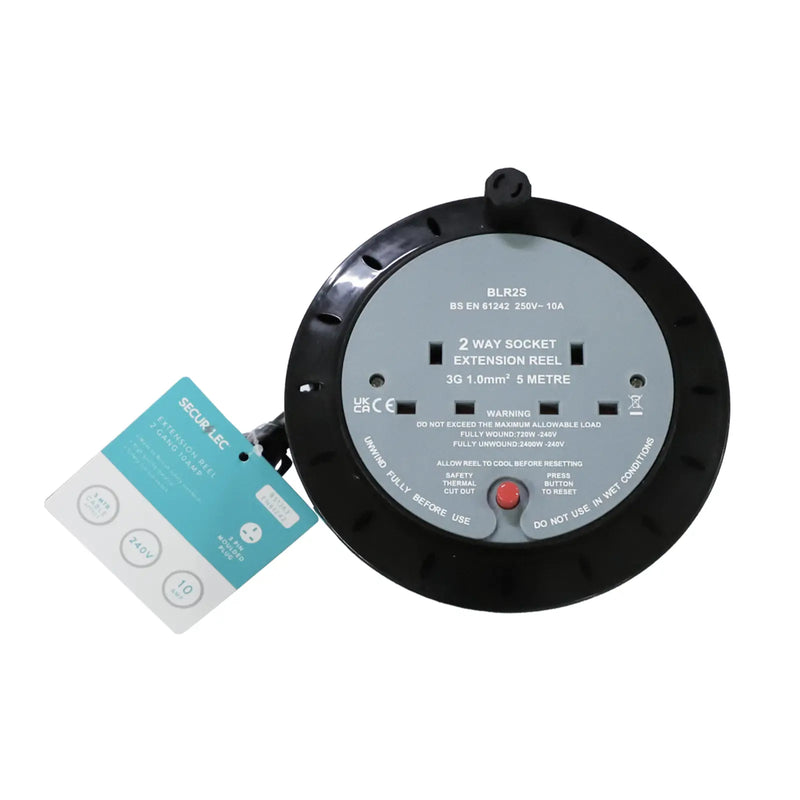 Securlec 2 Socket Extension Reel 10 Amp 5m