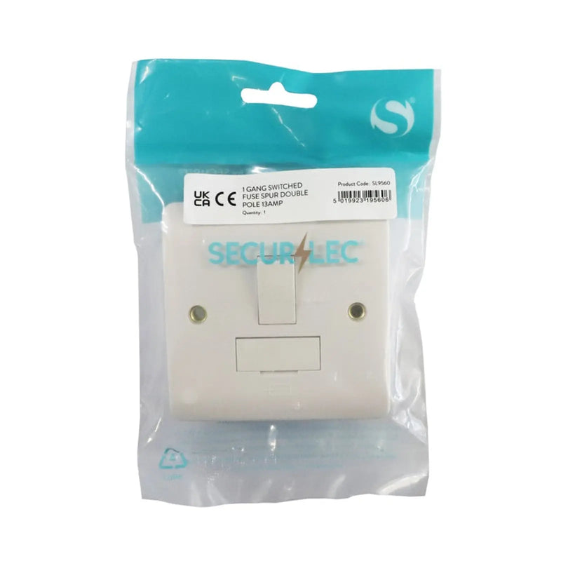 Securlec 1 Gang Switched Fused Spur Double Pole Round Edge