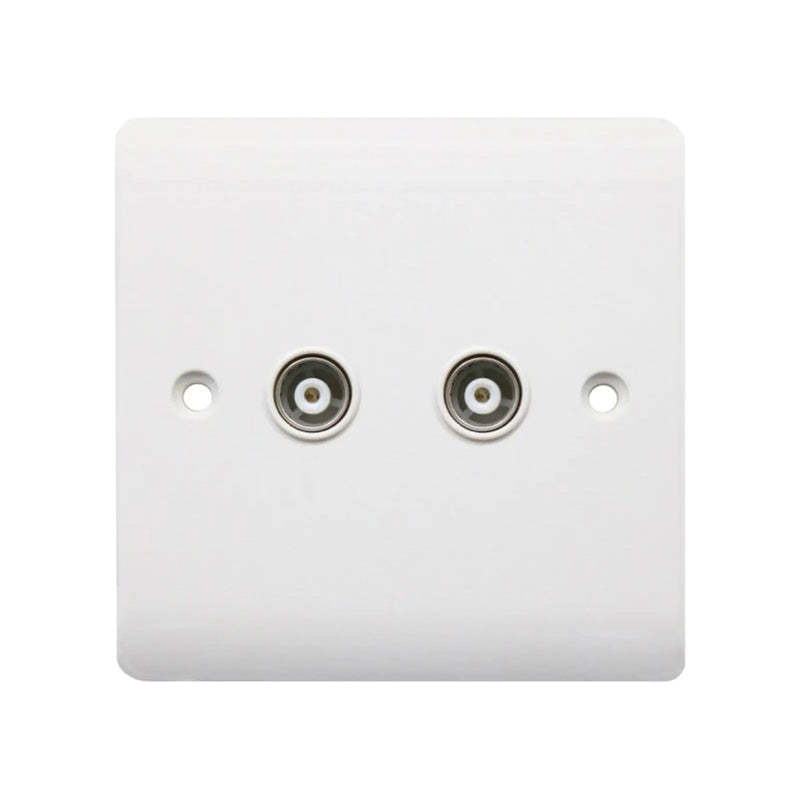 Securlec Aerial Socket 2 Gang TV Socket Round Edge