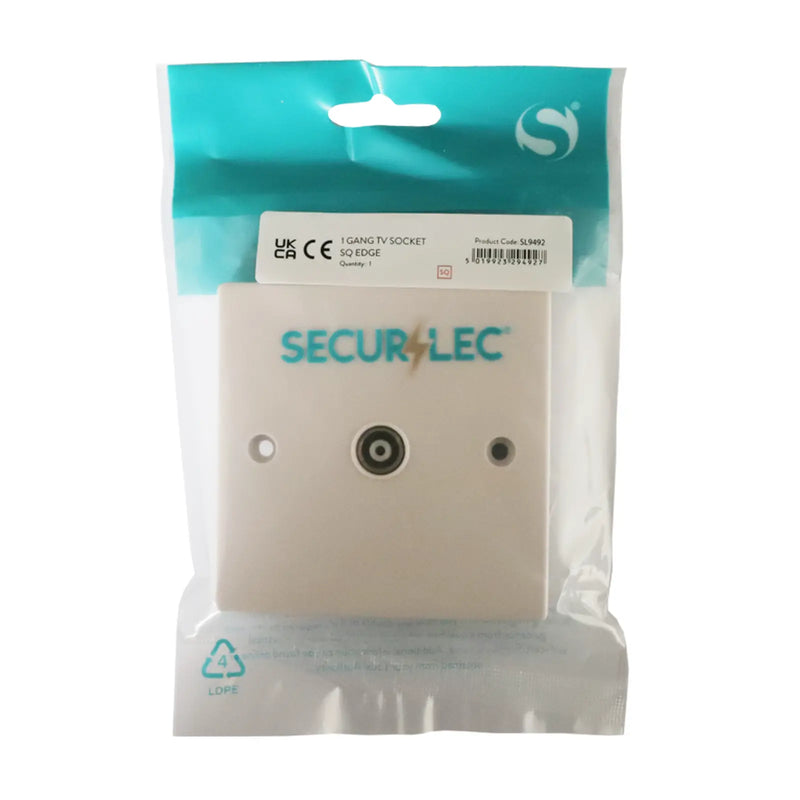 Securlec Single Flush Co Axial Aerial Socket Square Edge