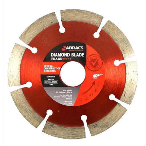 Abracs Trade Diamond Blade 115x10x22 115mm x 10mm x 22.23mm TRADE General Construction Materials Diamond Blade