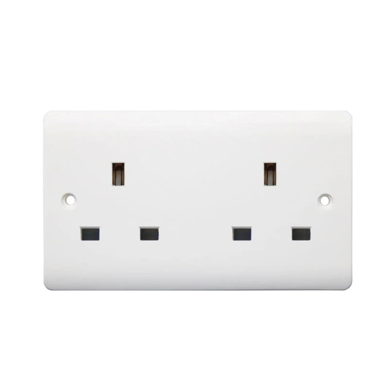 Securlec 2 Gang Unswitched Socket Round Edge