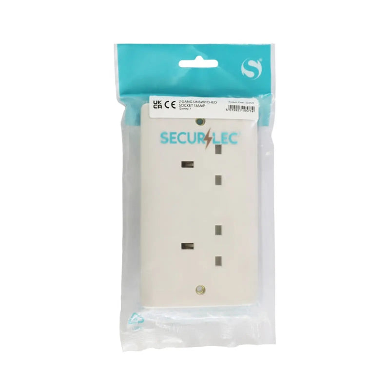 Securlec 2 Gang Unswitched Socket Round Edge