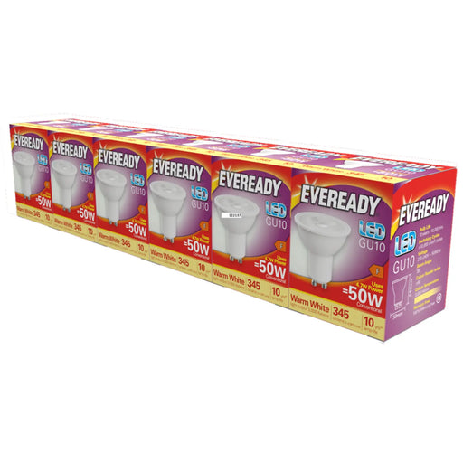 Eveready LED GU10 Pack 6 3000k/345lm