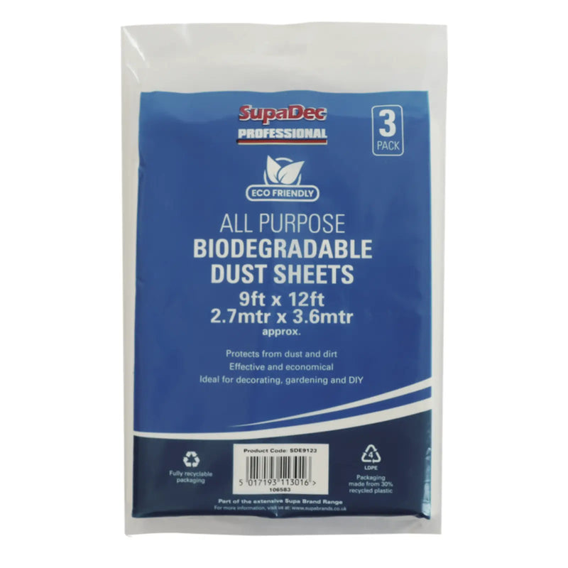 SupaDec Bio-Degradable Dust Sheet Triple Pack 12ft x 9ft (2.7m x 3.6m)