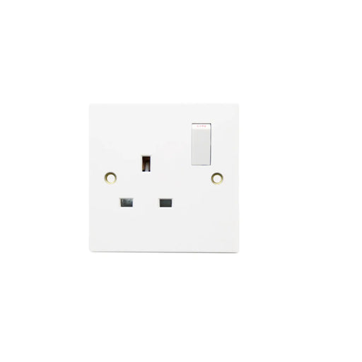 Securlec 1 Gang Switched Socket Double Pole Square Edge