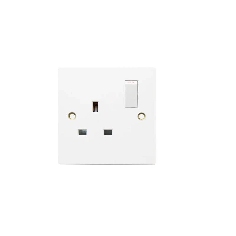 Securlec 1 Gang Switched Socket Double Pole Square Edge