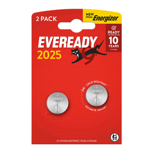 Eveready Lithium CR2025 Batteries Card of 2