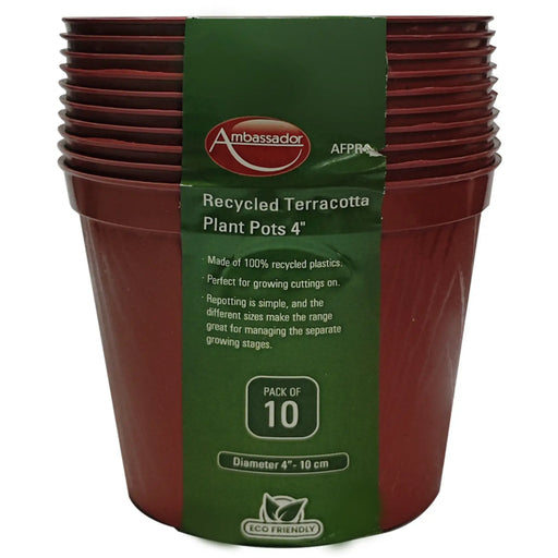 Ambassador Terracotta Plant Pots 4" Pack 10
