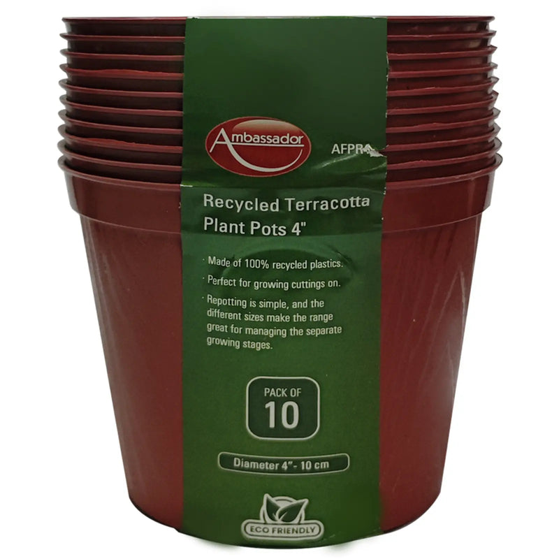 Ambassador Terracotta Plant Pots 4" Pack 10