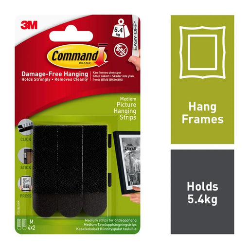 Stax Command™ Medium Black Picture Hanging Strips 4 Sets of Medium Strips