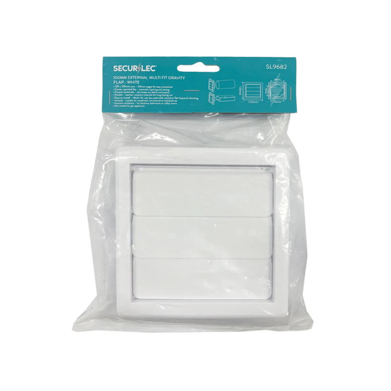 Securlec External Multi Fit Gravity Flap White 100mm 4"