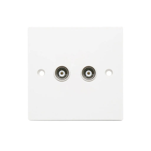 Securlec 2 Gang Aerial Socket Square Edge