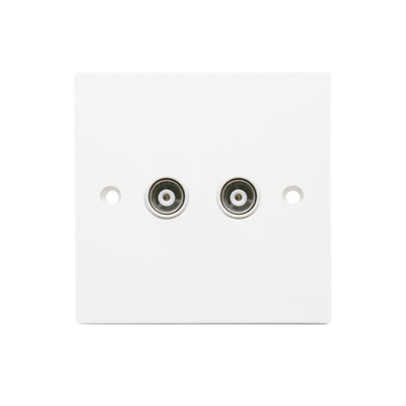 Securlec 2 Gang Aerial Socket Square Edge