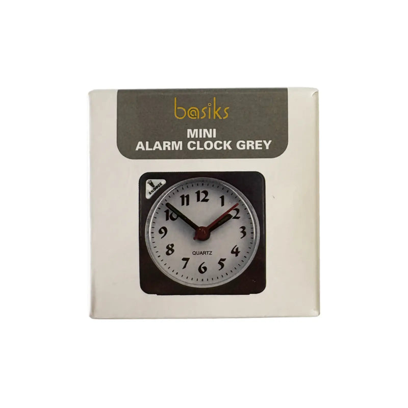 Basiks Mini Alarm Clock Grey