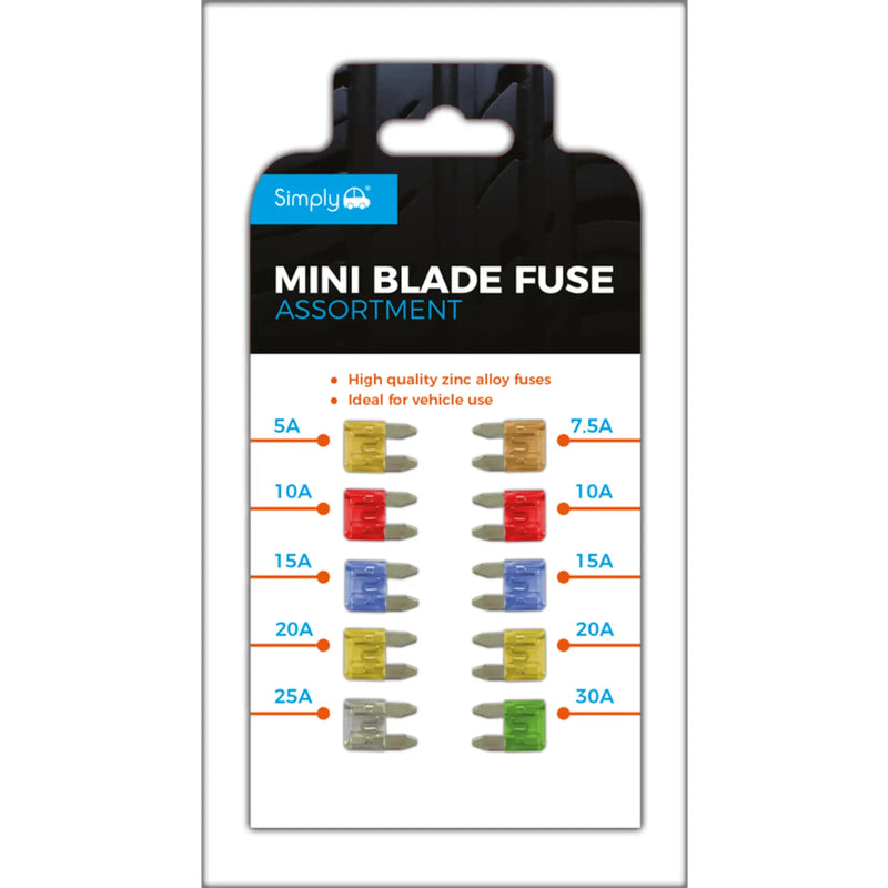 Simply Brand's Mini Blade Fuse Pack 10 Assorted