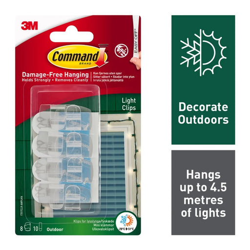 Stax Command™ Clear Outdoor Light Clips With Strips 8 Clips & 10 Straps