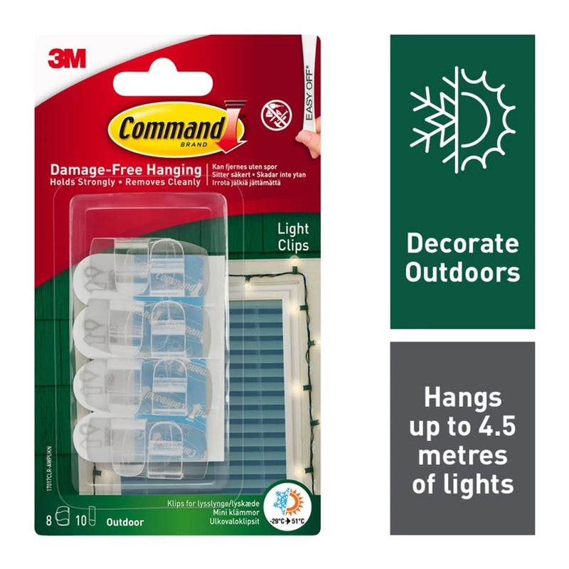 Stax Command™ Clear Outdoor Light Clips With Strips 8 Clips & 10 Straps