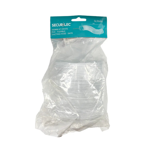 Securlec White PVC Flexible Ducting Hose 3m x 100mm 4"